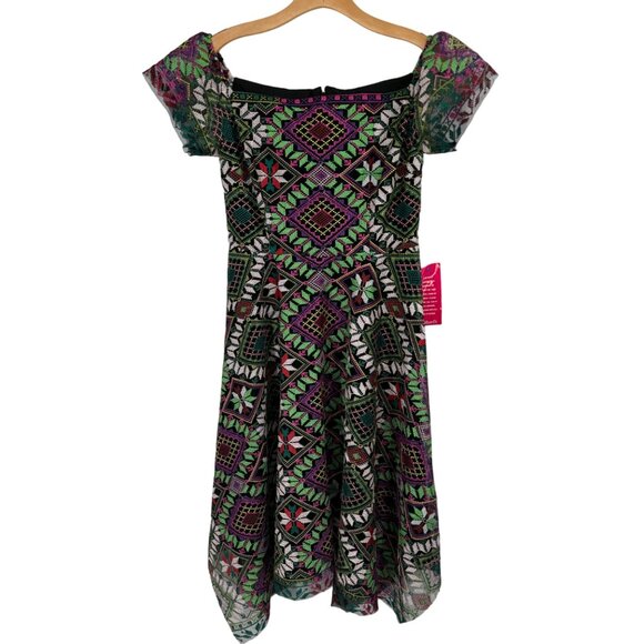 Alex Marie Veronica Embroidered Off-The-Shoulder Midi A-Line Dress Size 10 new - Picture 9 of 14